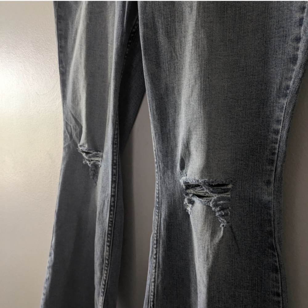 Candace Cameron Bure Deconstructed Flare Jeans 14P NWT Distressed Denim Petite - Picture 4 of 5